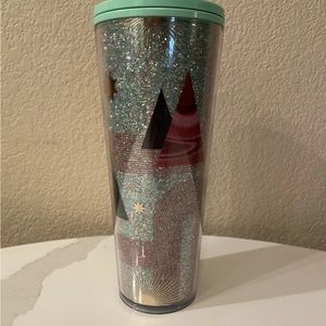 STARBUCKS Holiday Tumbler 2020 Glitter Christmas Tree Cup Mint Cold Green Venti